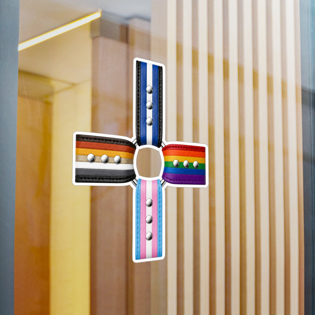 Pride Flag Cross Vinyl Sticker — Kiss-Cut LGBTQ+ Ally Decal (Rainbow, Trans & Stripes)