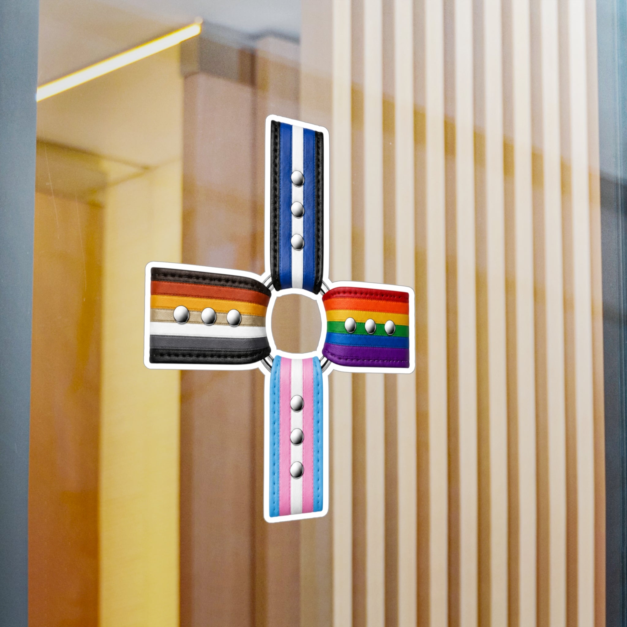 Pride Flag Cross Vinyl Sticker — Kiss-Cut LGBTQ+ Ally Decal (Rainbow, Trans & Stripes)
