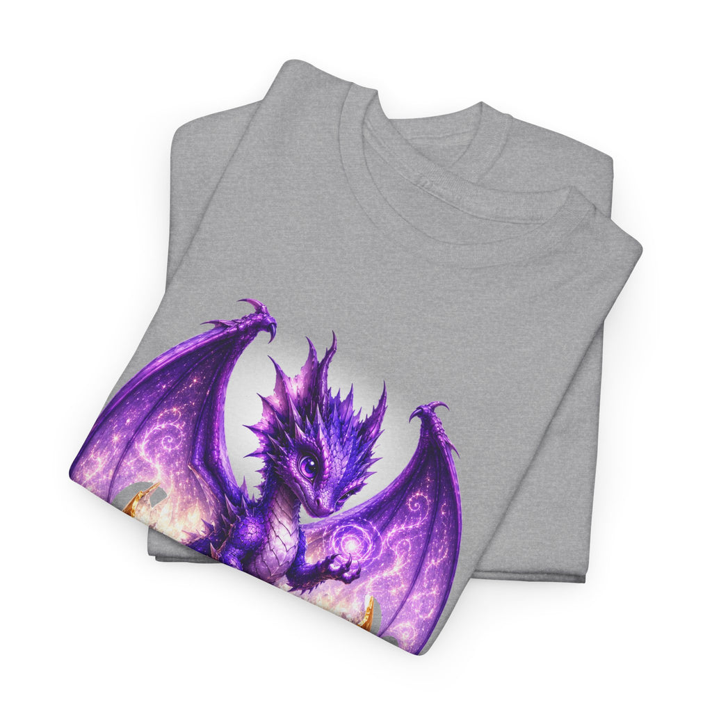 Purple Dragon Hatching Tee — Fantasy Baby Dragon T-Shirt