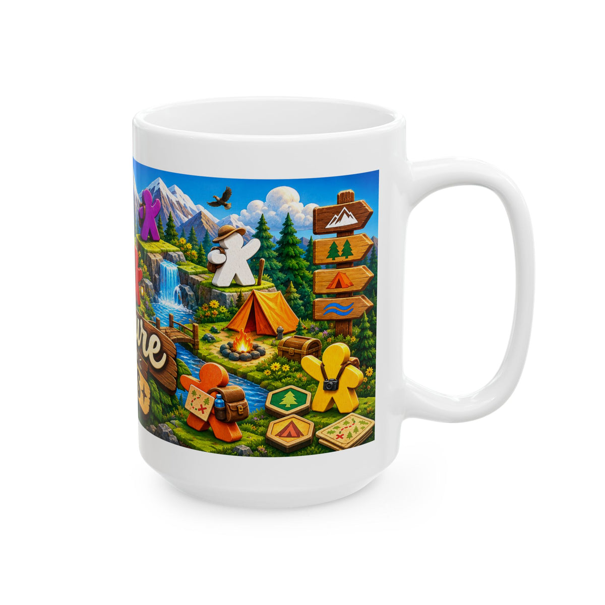 Adventure Is Better in Turns Ceramic Mug — Board Game Meeple Travel Design (11oz/15oz)
