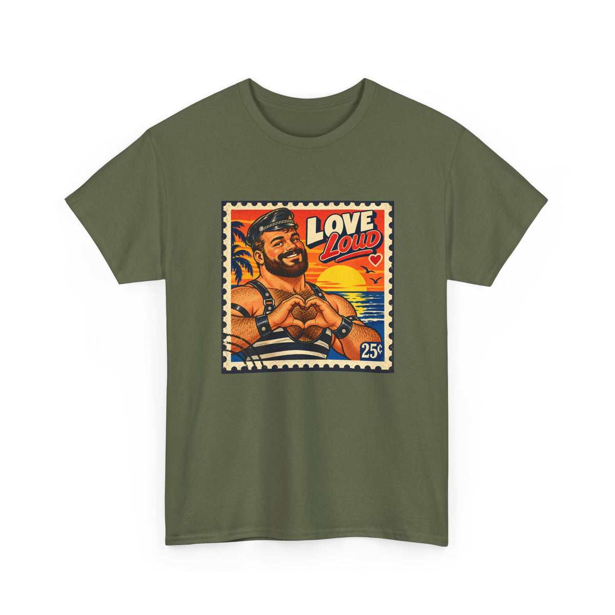 Gay Bear Shirt – Vintage Bear Pride Pin-Up T-Shirt, Retro Postage Stamp Art, LGBTQ Bear Culture Tee.