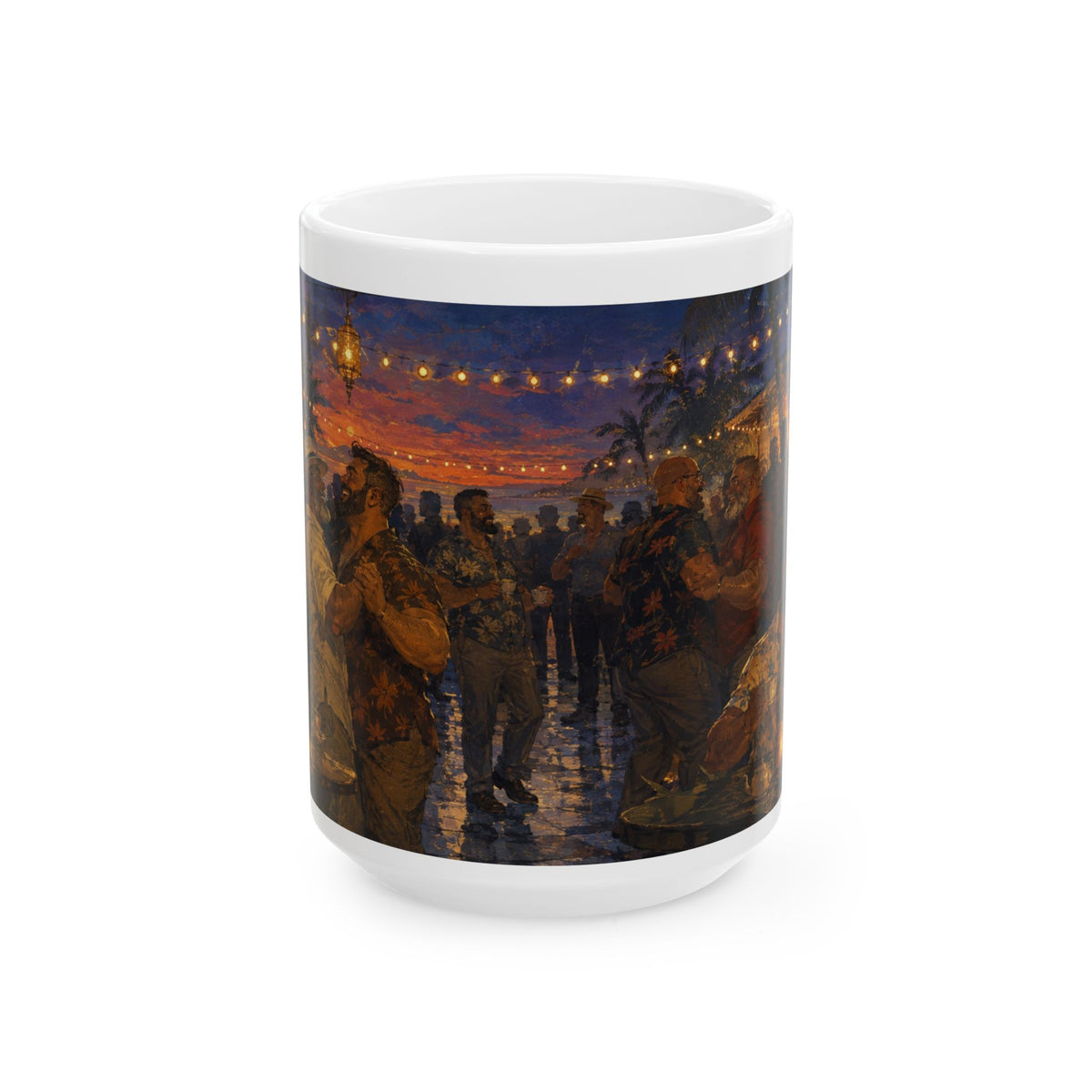 Ceramic Mug — Evening Street Festival Art Coffee Cup (11oz, 15oz)Bear Festival in the tropics