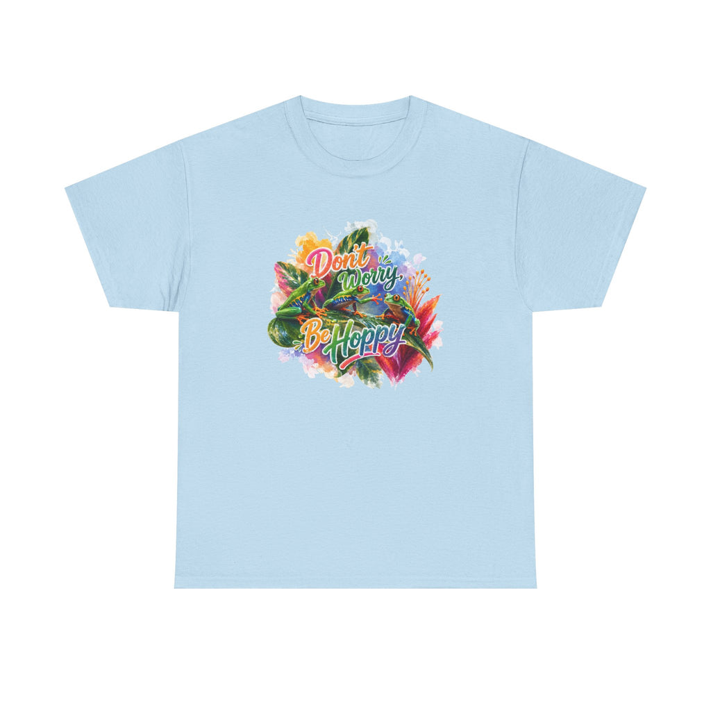 T-Shirt — "Don't Worry Be Hoppy" Tropical Frog Graphic Tee