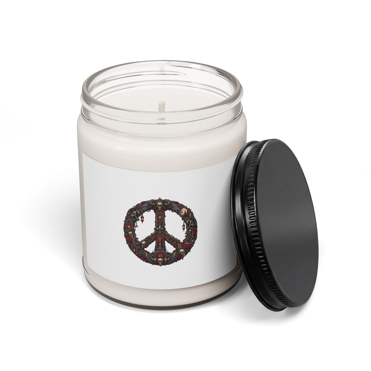 Peace Sign 9oz Soy Candle — Floral Boho Scented Jar