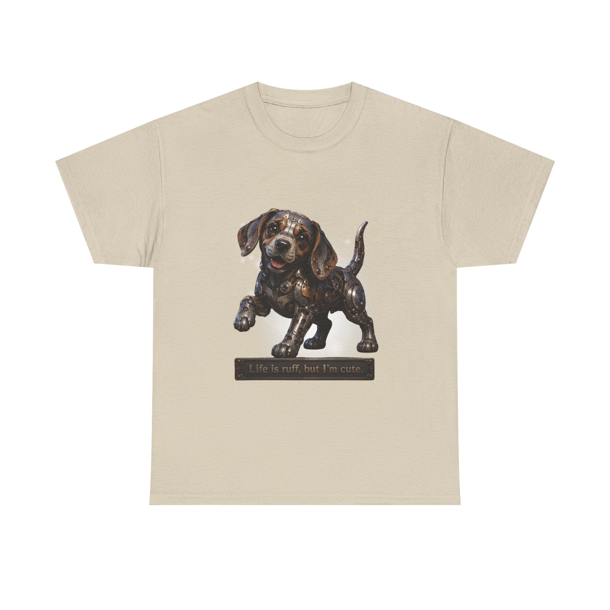 Steampunk Beagle Puppy T-Shirt — "Life is Ruff, but I'm cute." Cute Wiener Dog Tee. Beagle lovers best gift.