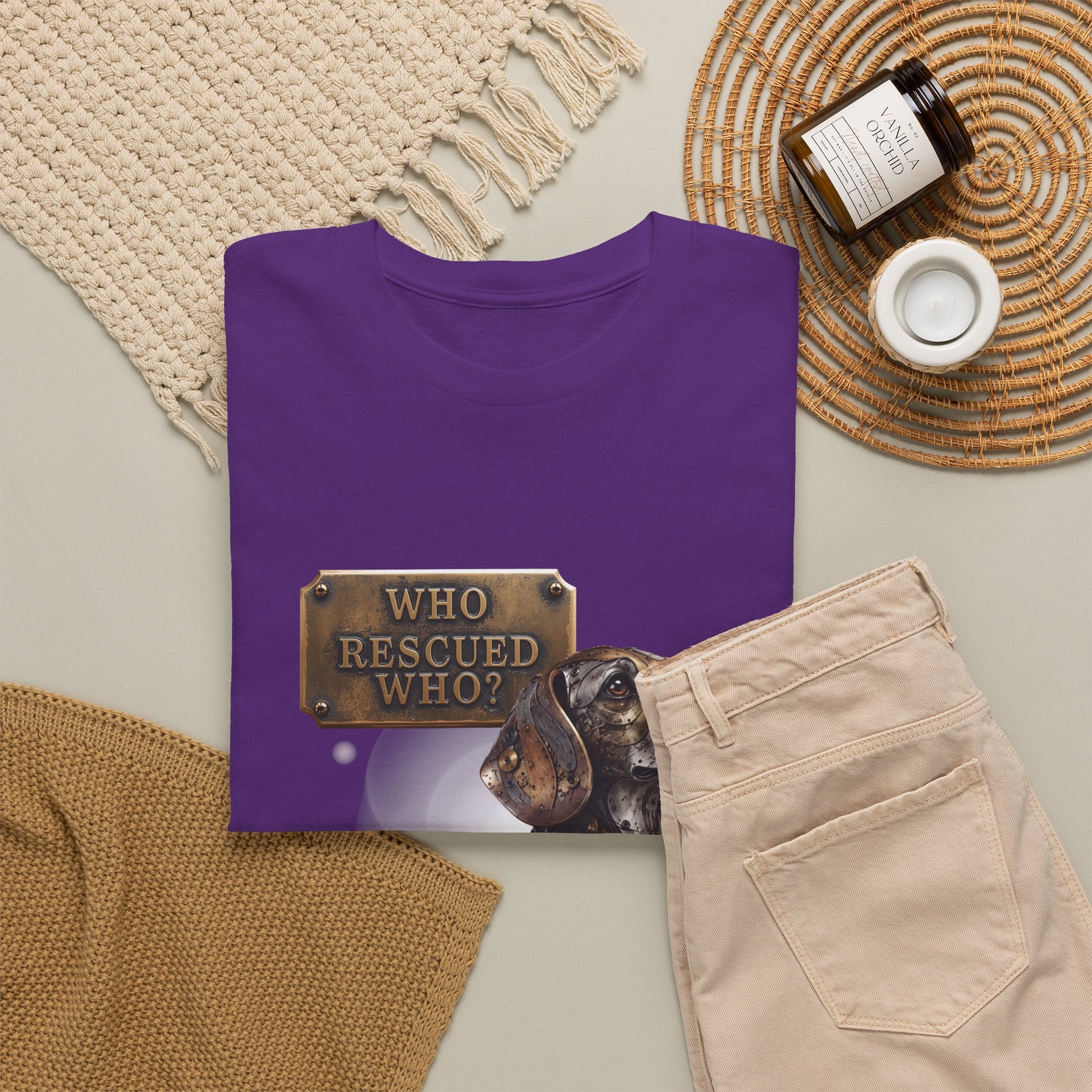Dog Rescue T-Shirt – "Who Rescued Who" Rescue Pup Tee. A steampunk, mechanical Beagle for all Beagle Moms and Dads