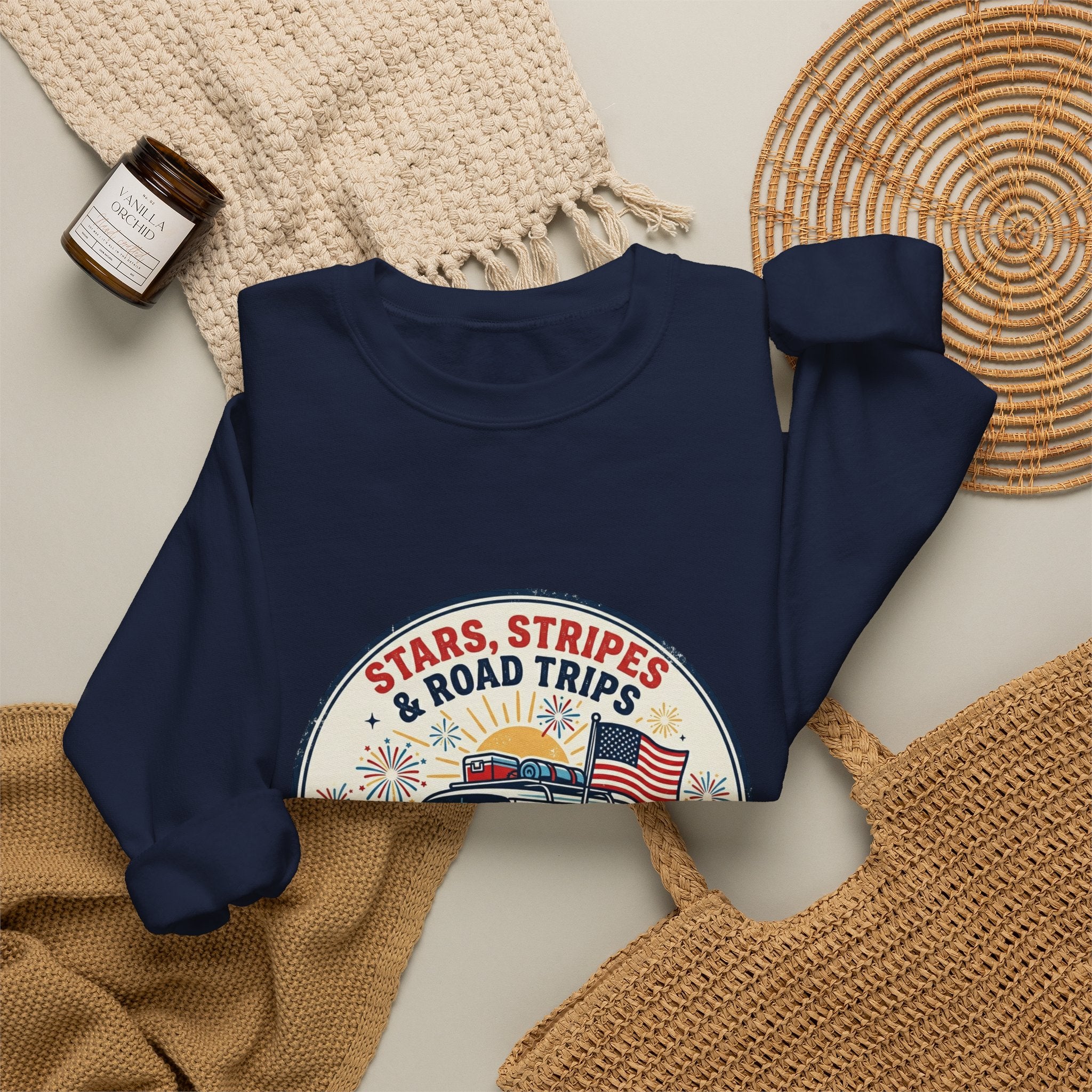 Stars & Stripes Road Trips Sweatshirt | vintage USA, red white blue