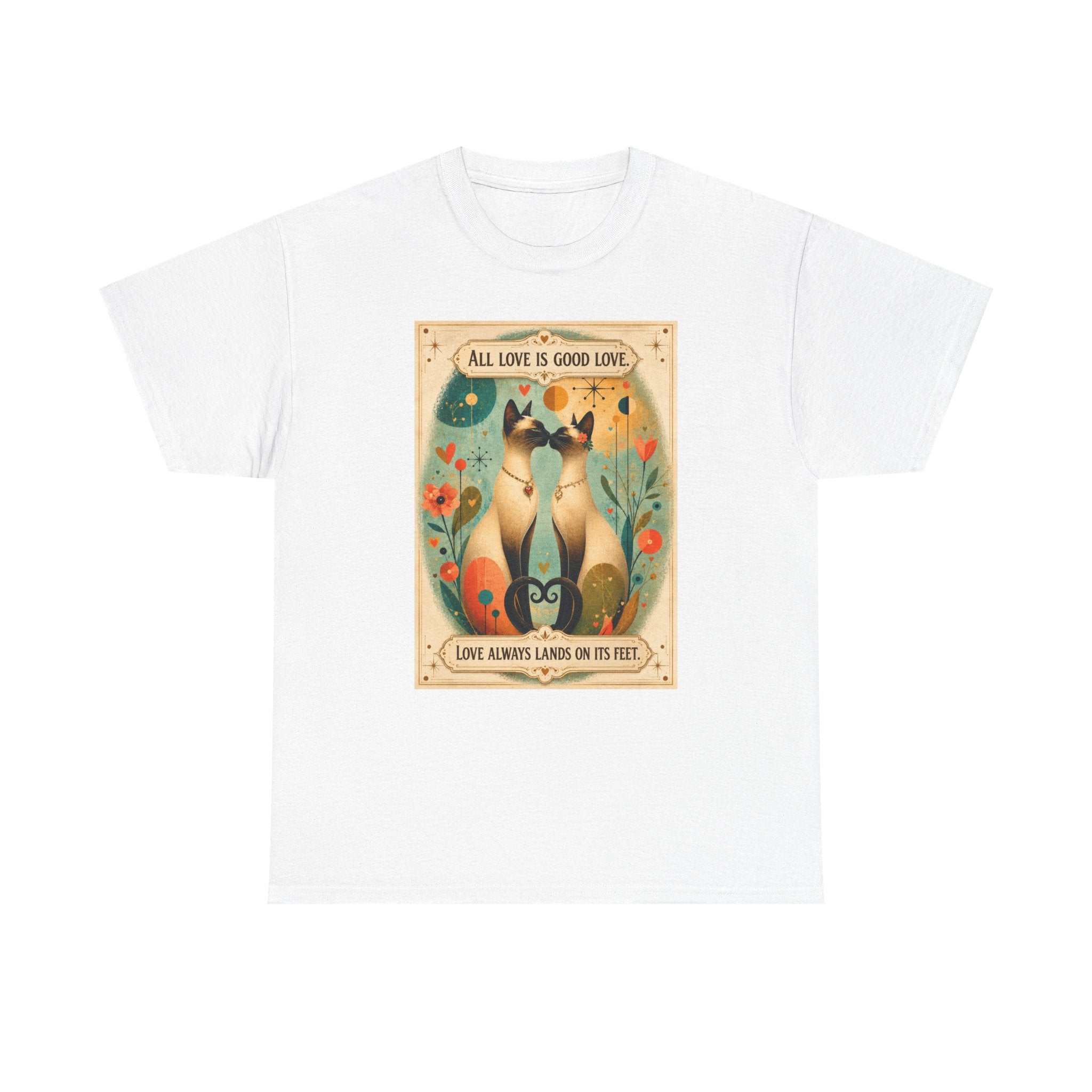 Cat Love Poster Tee — "All Love is Good Love" Graphic T-Shirt. Siamese Cat Shirt. Cat Lover Gift. Cat Mom Shirt. Cat Dad Shirt Cat People Apparel. Cute Cat T-Shirt. Cat Lover Tee. Siamese. Cat Lover...
