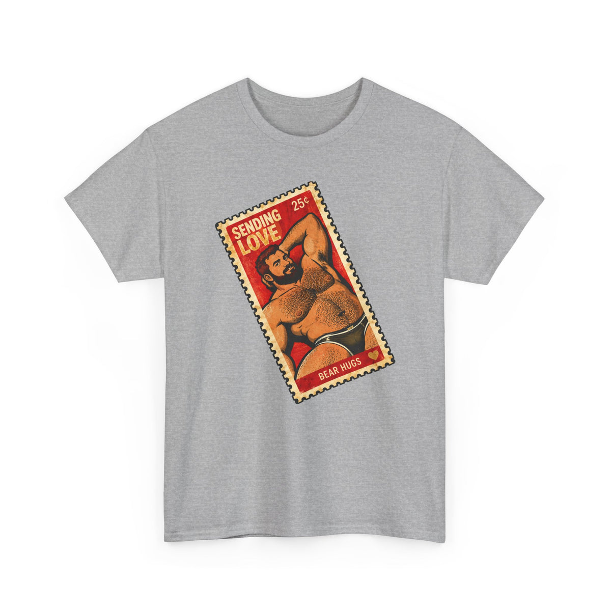 Gay Bear Shirt – Vintage Bear Pride Pin-Up T-Shirt, Retro Postage Stamp Art, LGBTQ Bear Culture Tee