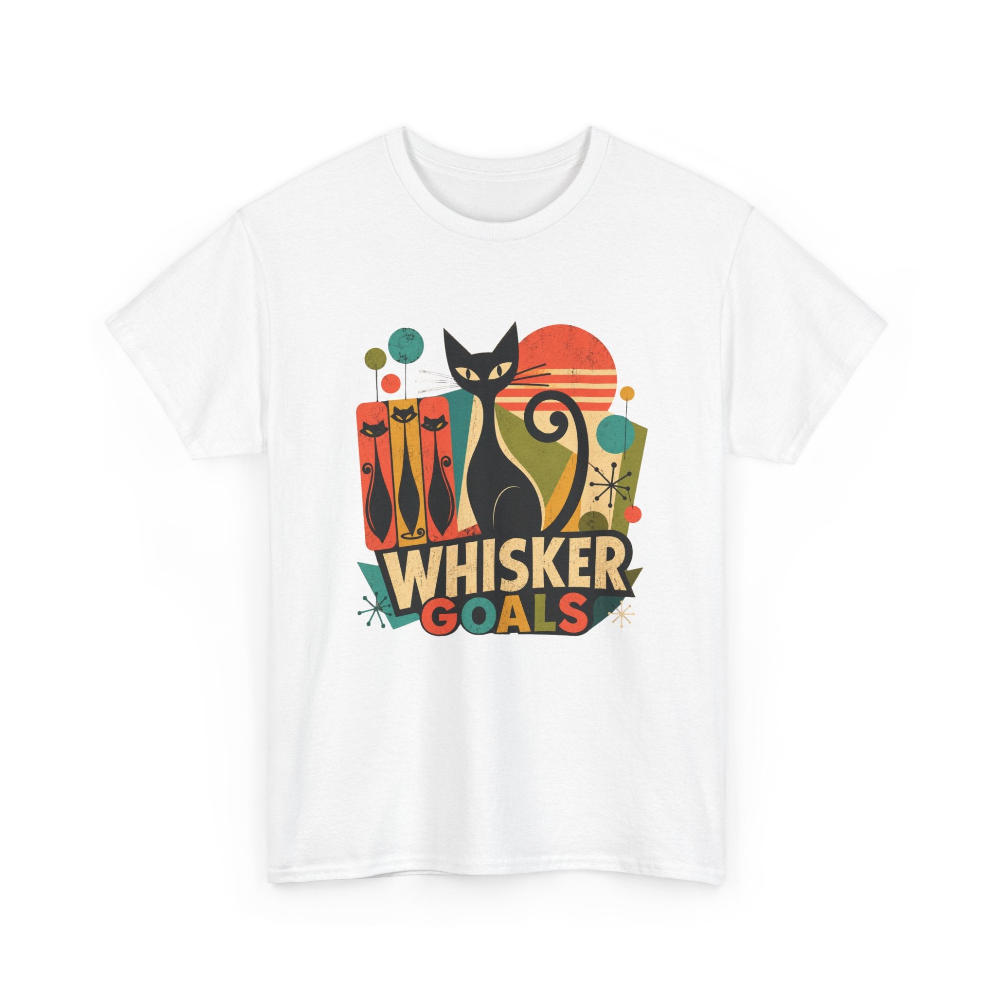 Cat T-Shirt — Whisker Goals Retro Graphic Tee. Best Mod Tangent Cat t-shirt