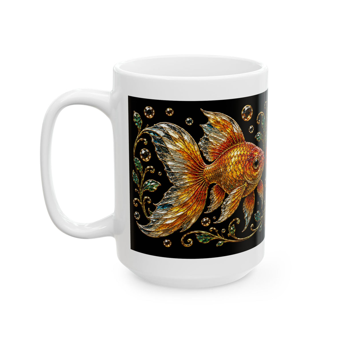 Fancy Goldfish Club Ceramic Mug — Sparkling Goldfish Coffee Cup (11oz & 15oz)