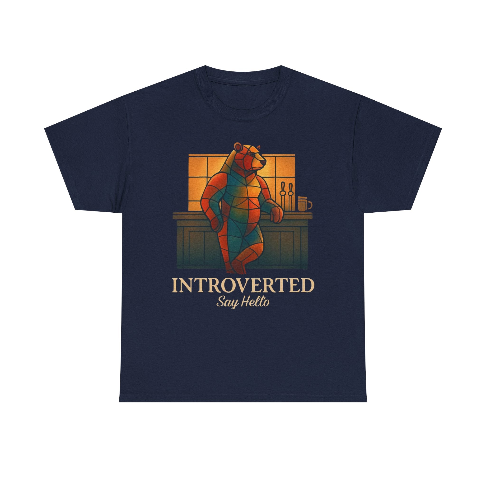 Introverted Bear Man T-Shirt — 'Say Hello' Bar Humor Tee