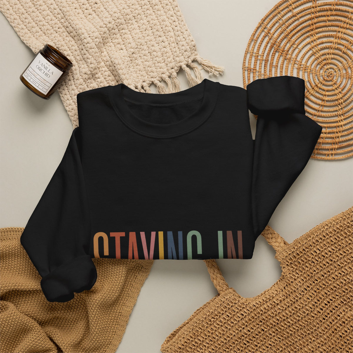 Staying In slogan crewneck Sweatshirt | Homebody cozy loungewear