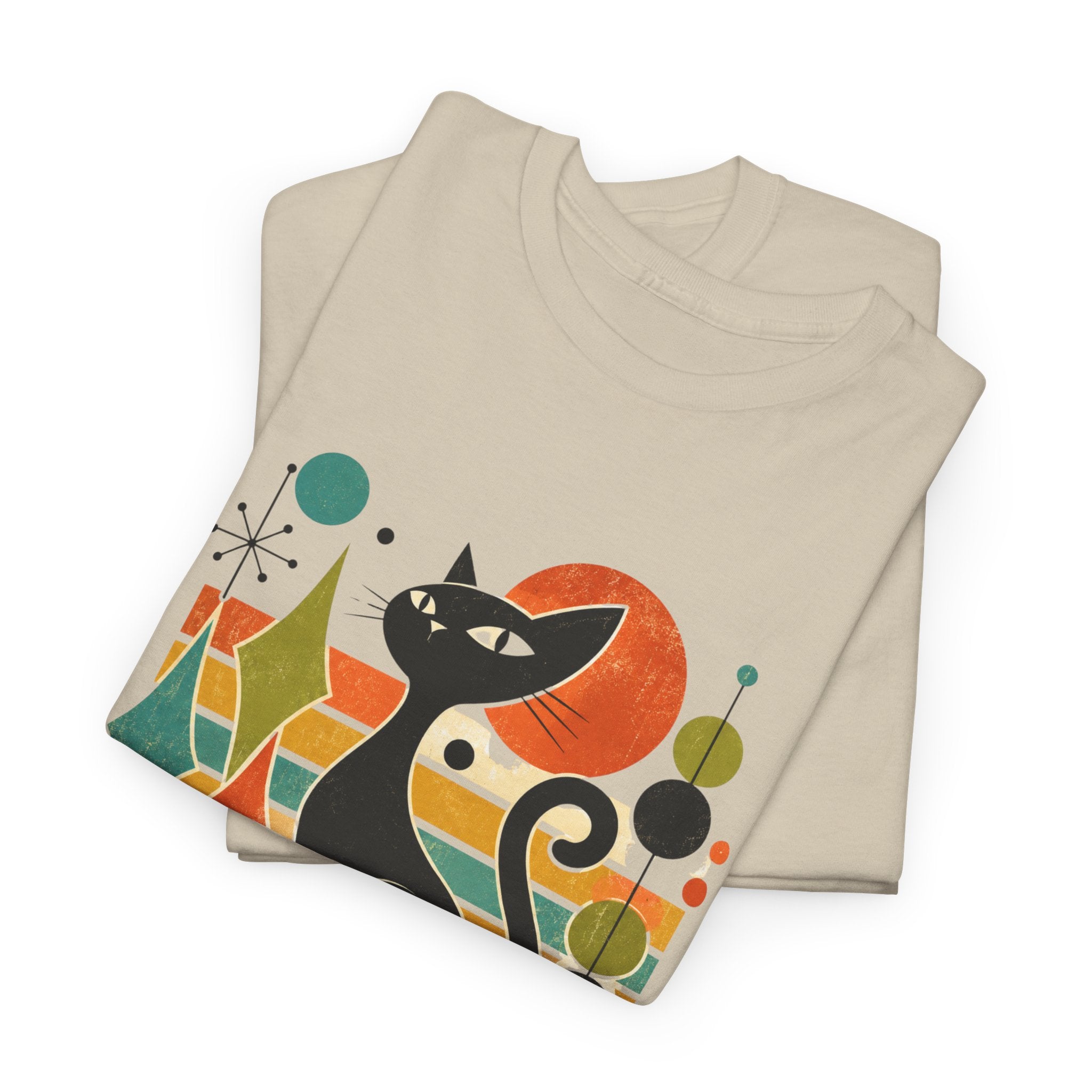 Cat T-Shirt — "Meow or Never" Retro Cat Graphic Tee. Tangentsies Cat Mod t=shirt