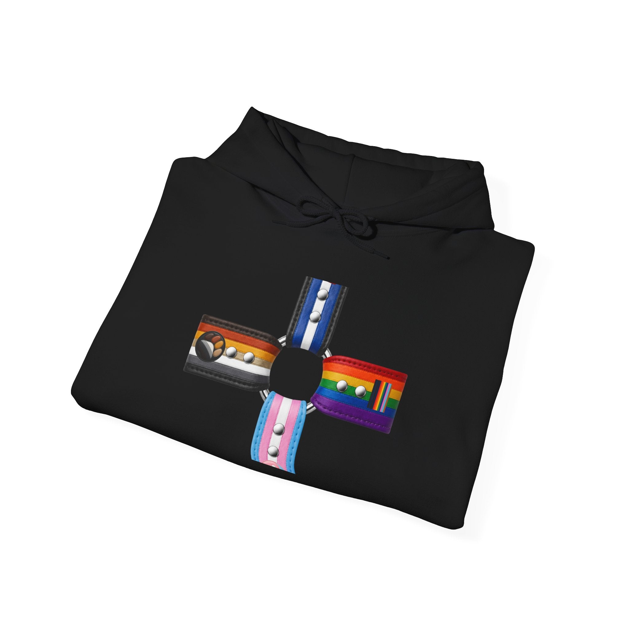 Hoodie — Inclusive Pride Flag Cross Design
