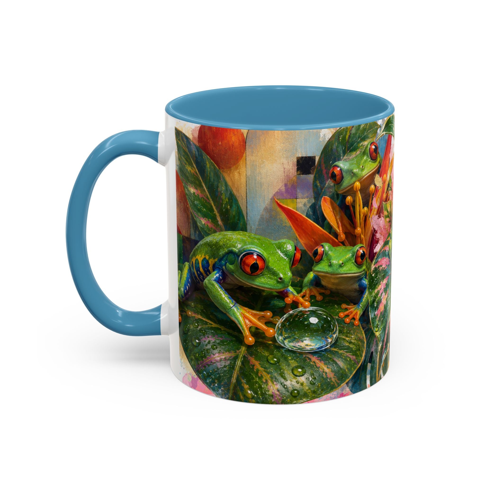 Tropical Tree Frog Coffee Mug — Colorful Rainforest Lily Accent Mug (11/15oz)