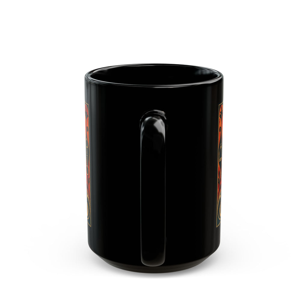 Coffee Horses Repeat Mug — Vintage Gothic Horse & Coffee Art (Black 11oz/15oz)