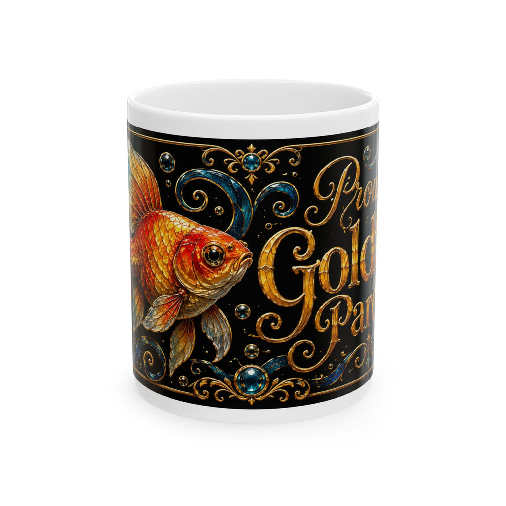 Proud Goldfish Parents Ceramic Mug — 'Proud Goldfish' Illustrated Coffee Cup