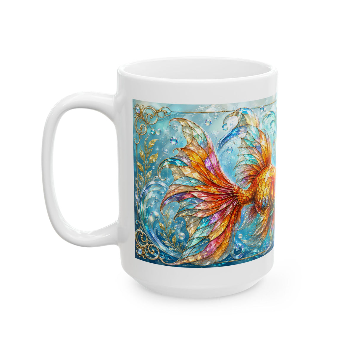 Goldfish Ceramic Mug — "My Therapy Has Fins" Artistic Coffee Cup