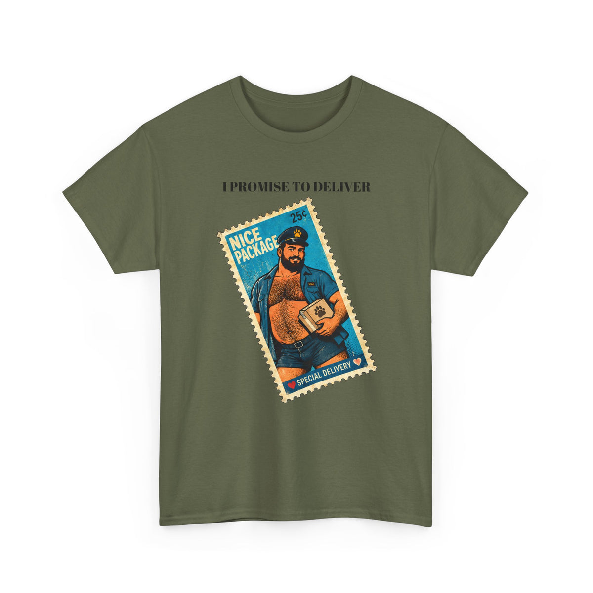 Gay Bear Shirt – Vintage Bear Pride Pin-Up T-Shirt, Retro Postage Stamp Art, LGBTQ Bear Culture Tee.