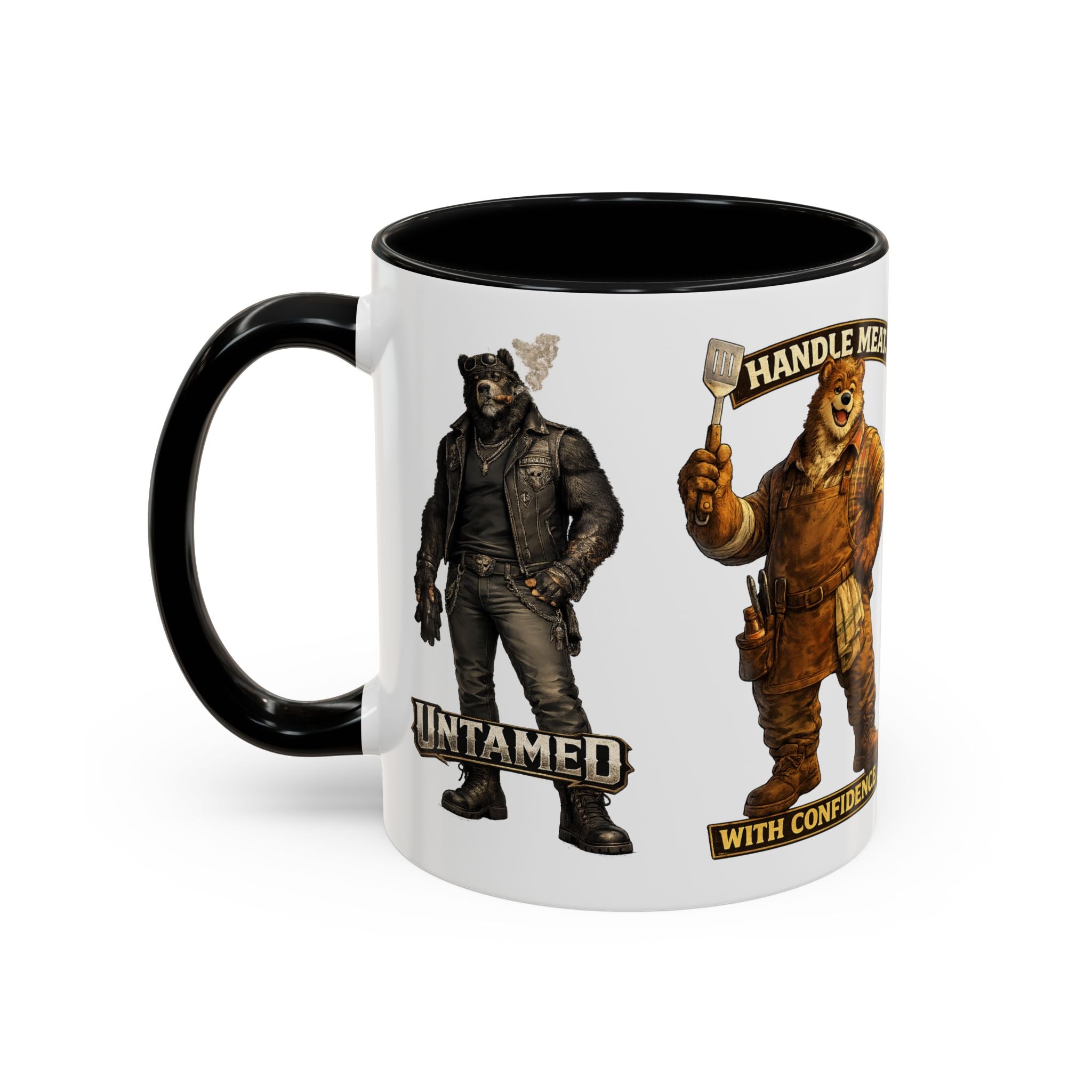 Handy Bear Mechanics Coffee Mug — "I Fix Things, Want a Tune-Up?" Accent Ceramic Mug