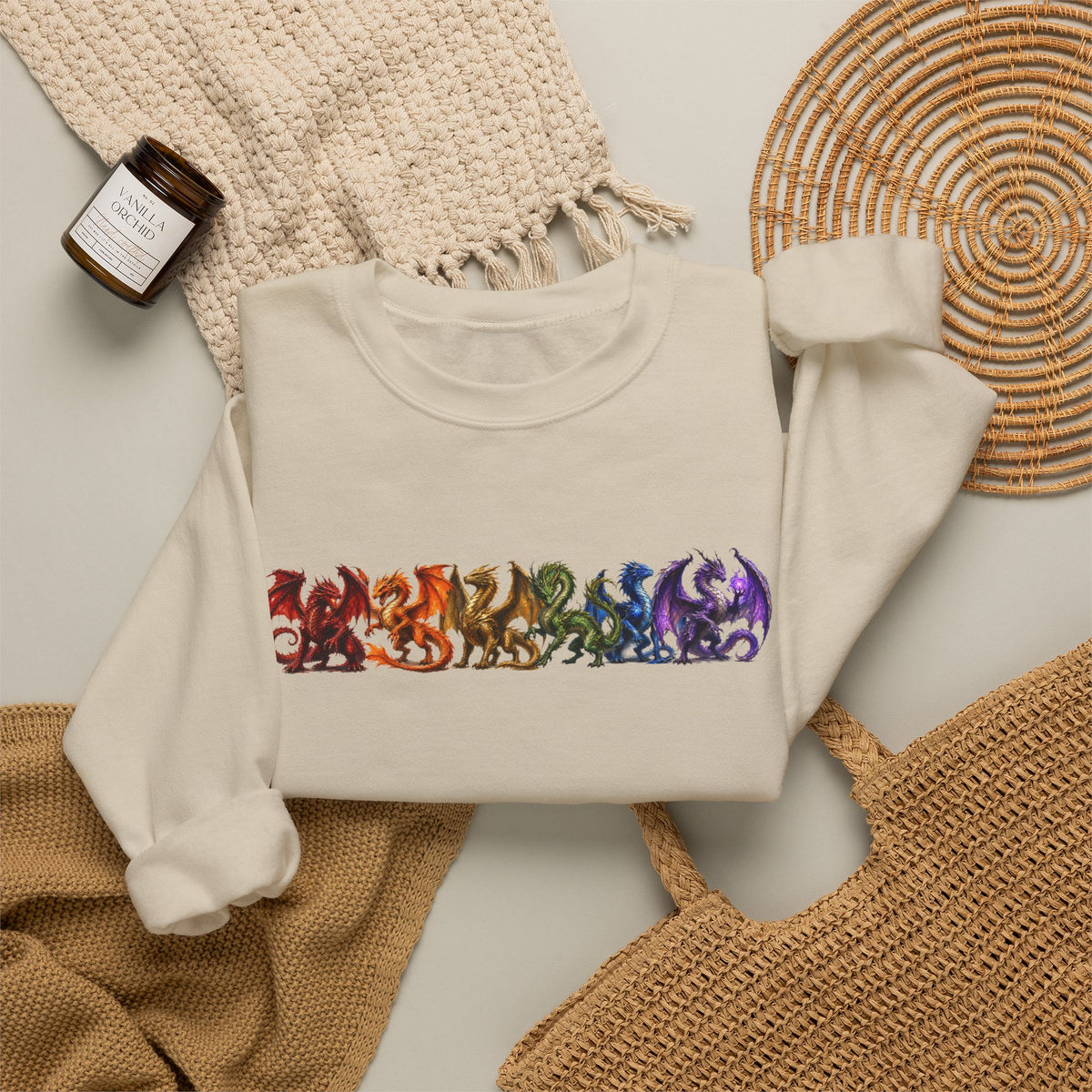 Rainbow Dragon Line Crewneck Sweatshirt