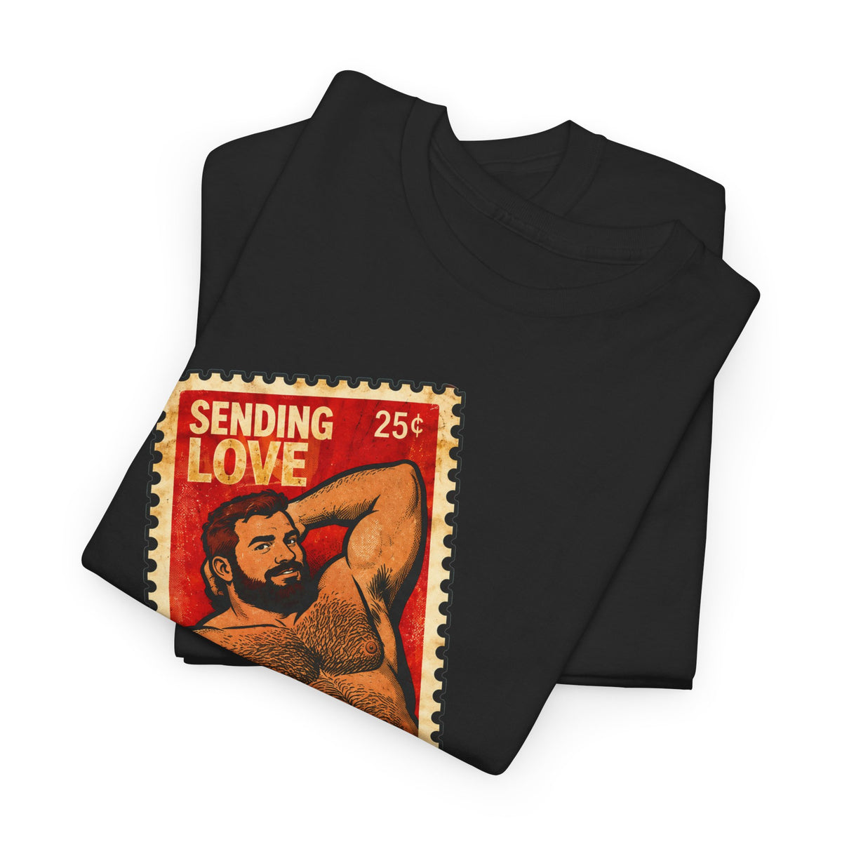 Gay Bear Shirt – Vintage Bear Pride Pin-Up T-Shirt, Retro Postage Stamp Art, LGBTQ Bear Culture Tee