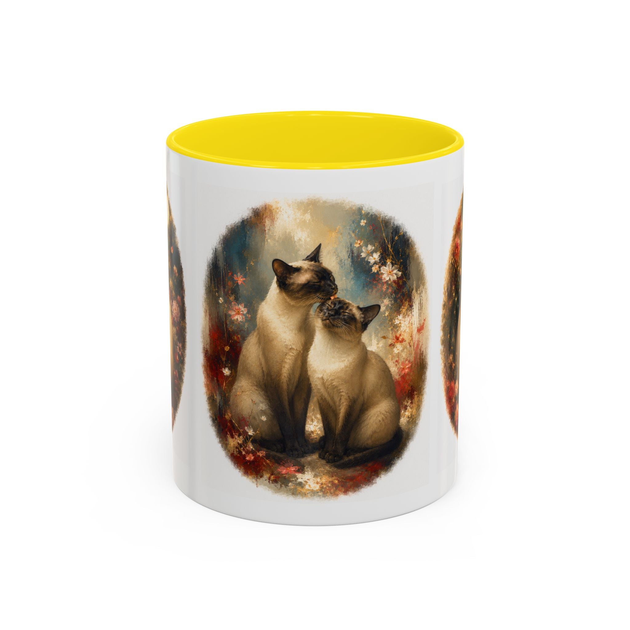 Siamese Cats Coffee Mug — Romantic Moonlit Cat Art Accent Mug (11/15oz)