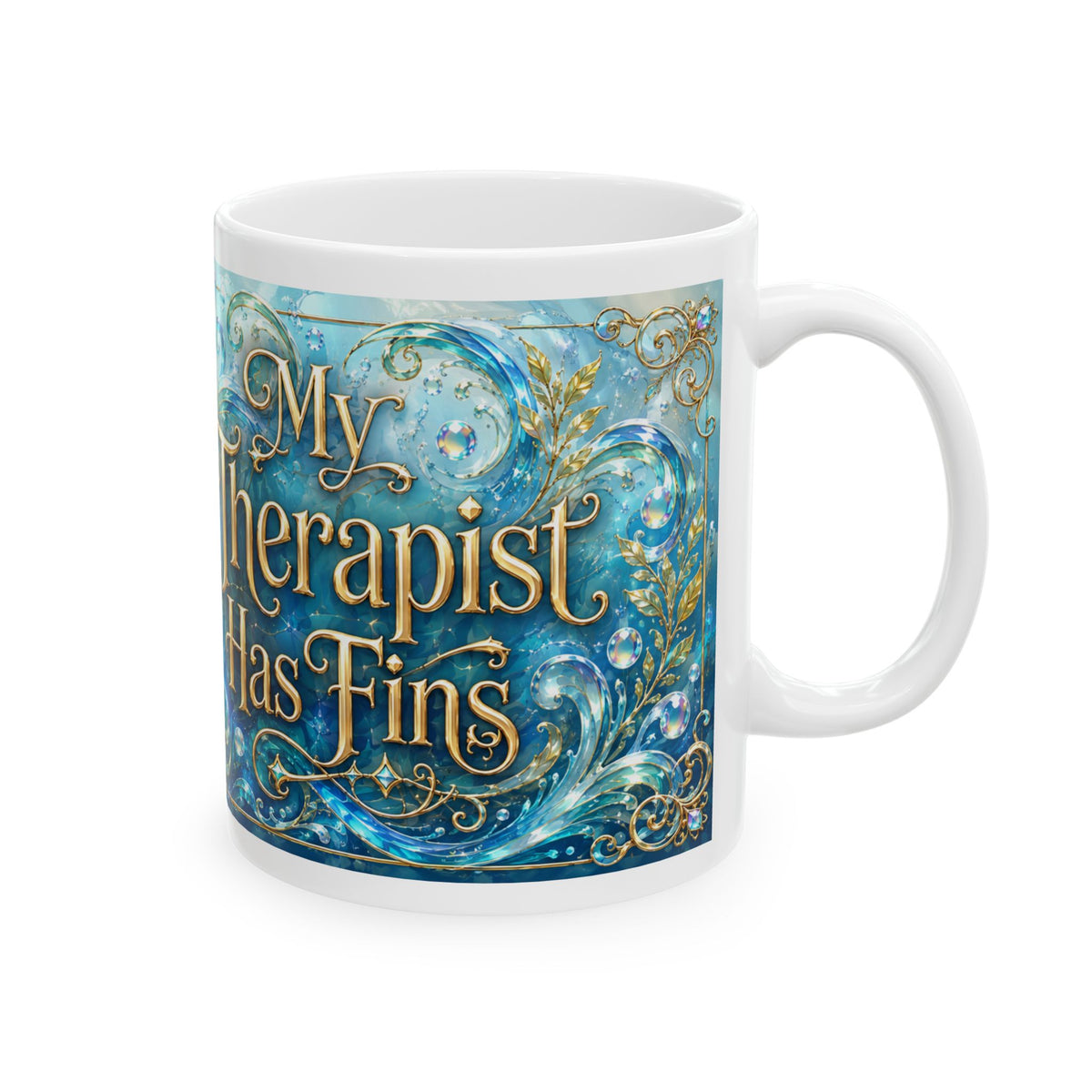 Goldfish Ceramic Mug — "My Therapy Has Fins" Artistic Coffee Cup