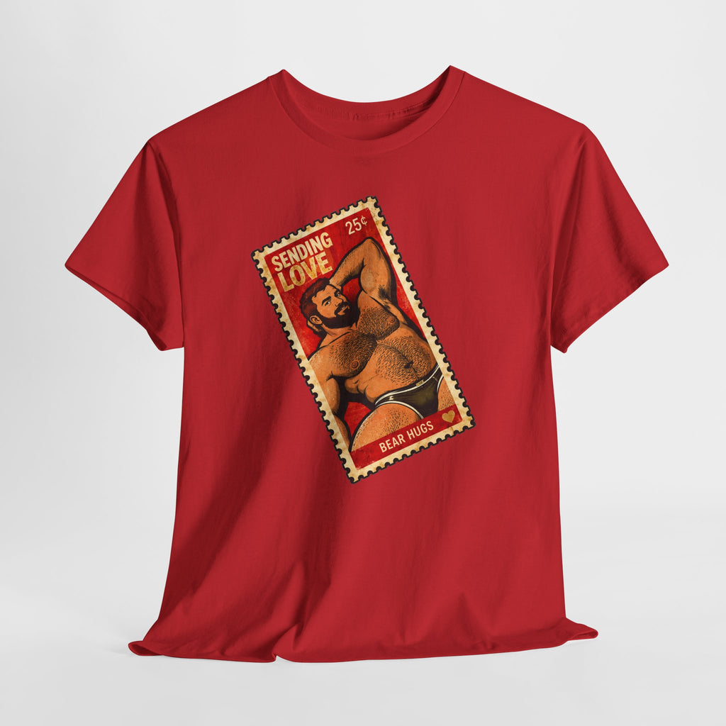 Gay Bear Shirt – Vintage Bear Pride Pin-Up T-Shirt, Retro Postage Stamp Art, LGBTQ Bear Culture Tee