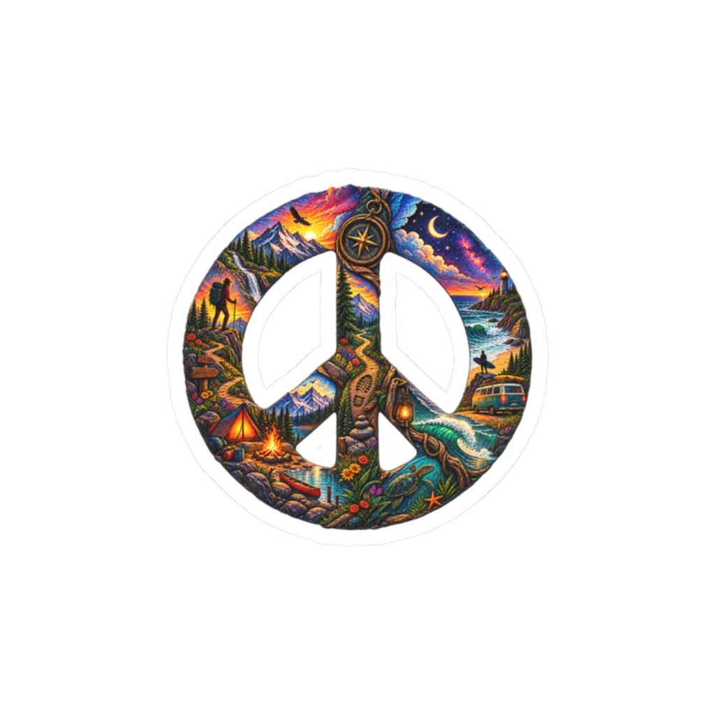 Peace Sign Sticker — Colorful Scenic Hippie Decal (Kiss-Cut)