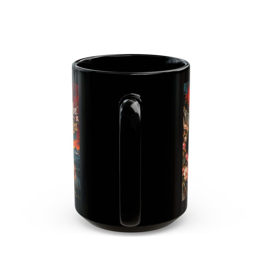 Ride More Worry Less Mug — Cowboy Horse Scenic Black Coffee Cup (11oz/15oz)Horse Lover Coffee Mug – Equestrian Art Mug with Jewel Tone Horse Painting