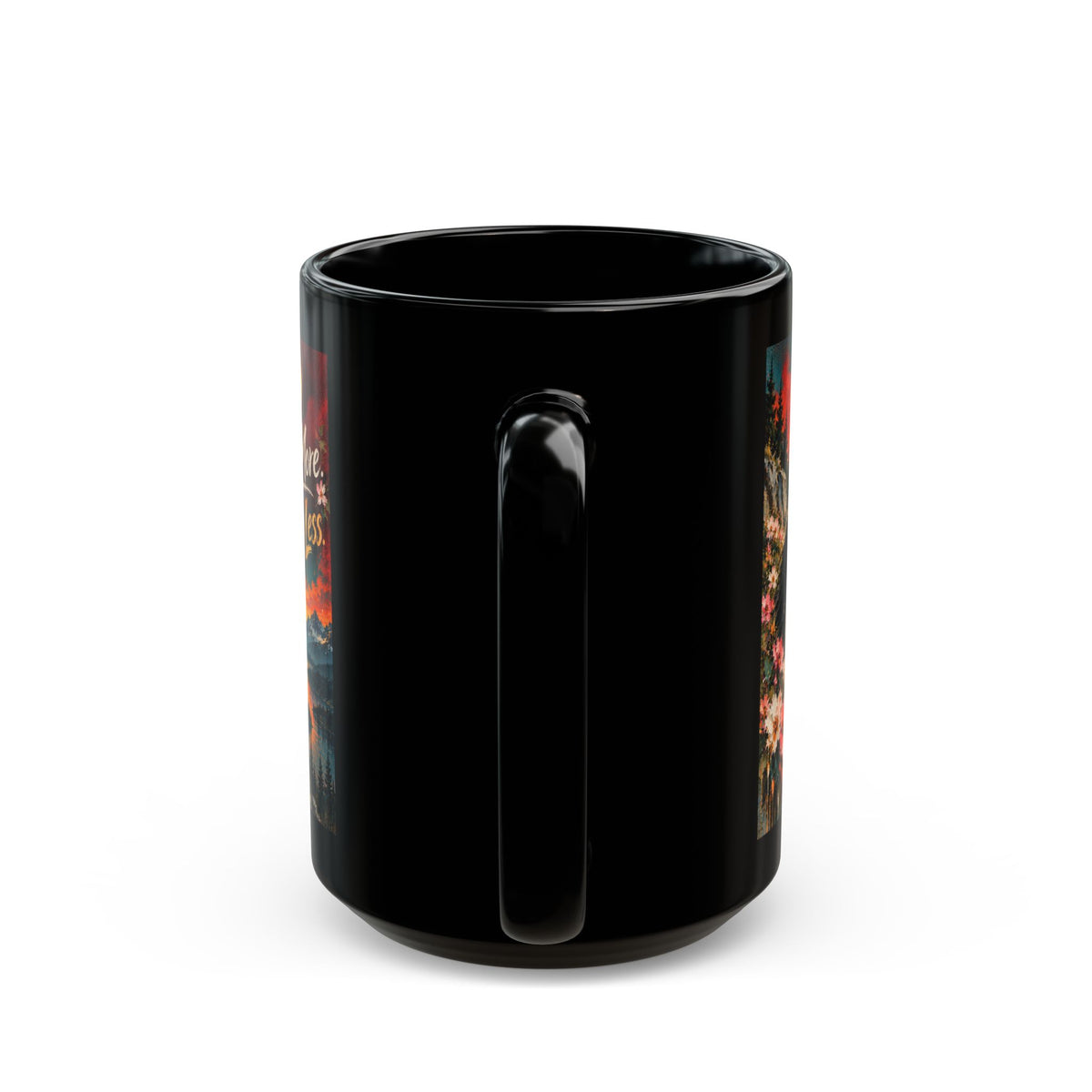 Ride More Worry Less Mug — Cowboy Horse Scenic Black Coffee Cup (11oz/15oz)Horse Lover Coffee Mug – Equestrian Art Mug with Jewel Tone Horse Painting