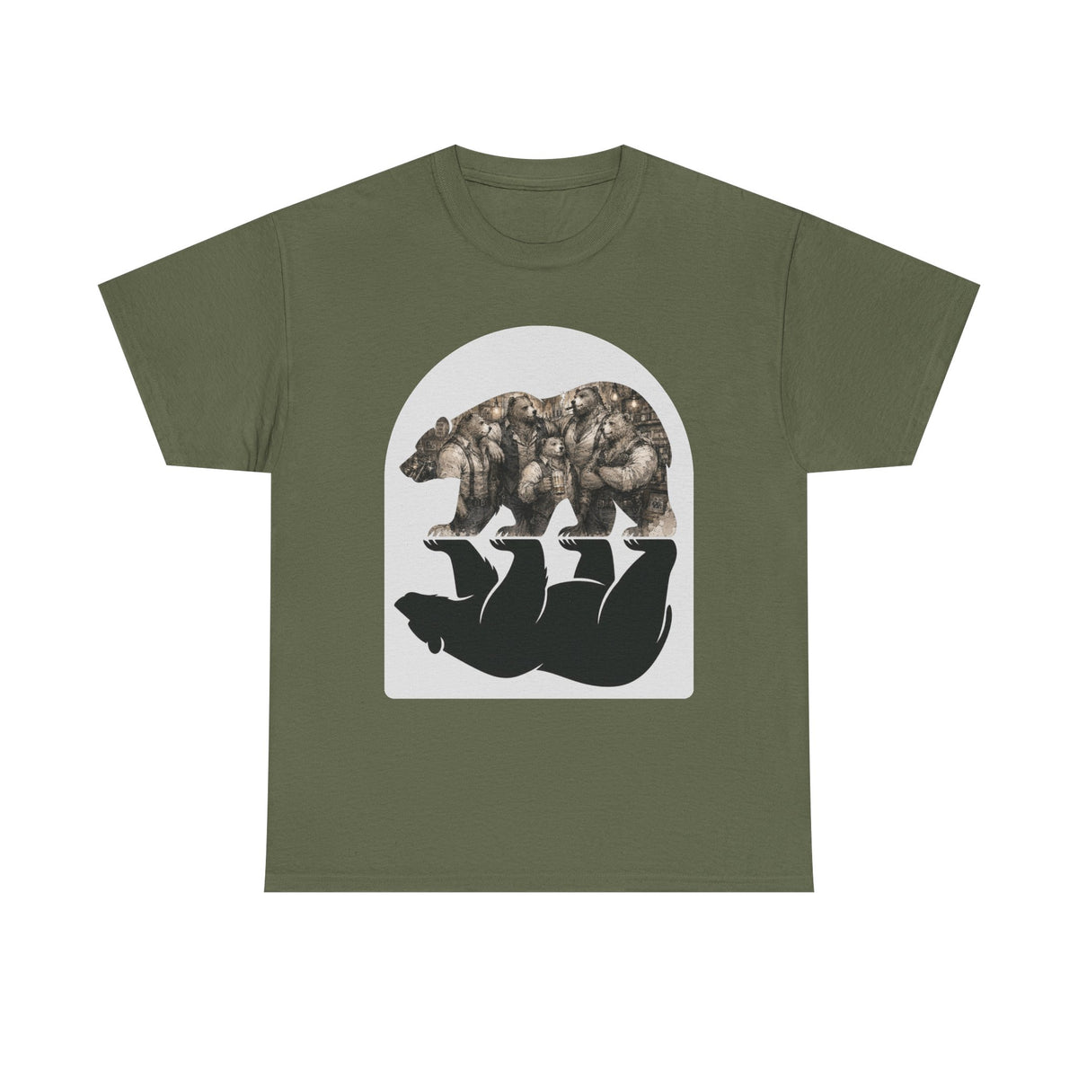 Bear man's shirt. Bear Reflection Graphic Tee — Vintage Wildlife Silhouette T-Shirt