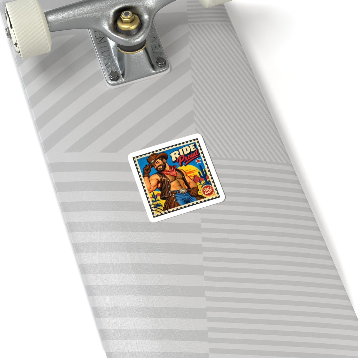 Cowboy Ride Proud Kiss-Cut Sticker — Retro Western Motorcycle Design