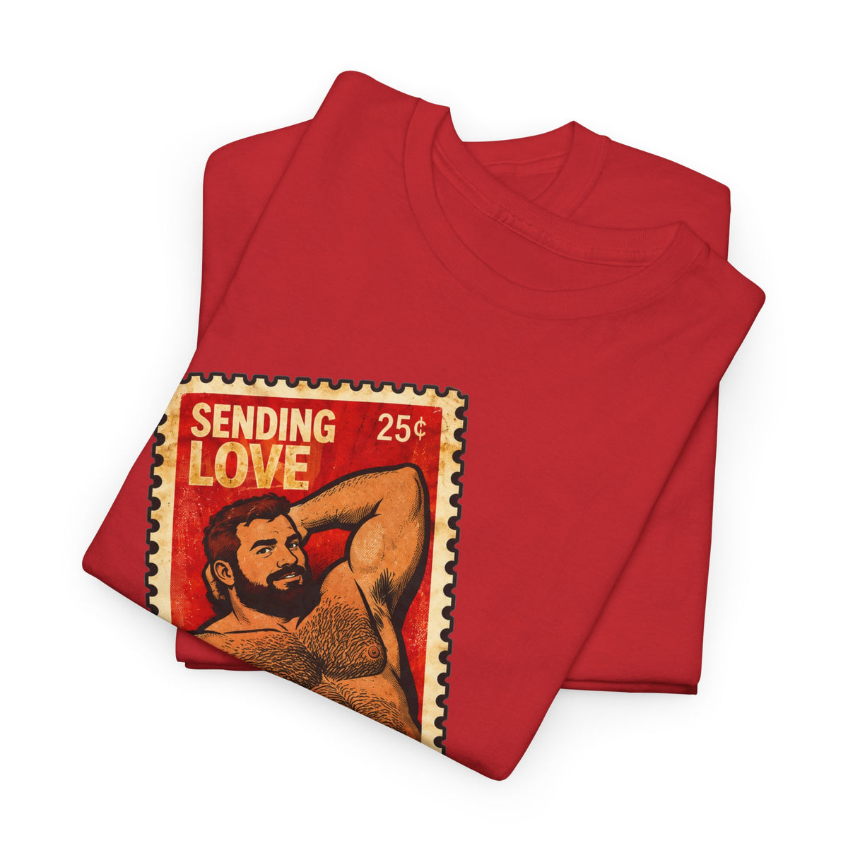 Gay Bear Shirt – Vintage Bear Pride Pin-Up T-Shirt, Retro Postage Stamp Art, LGBTQ Bear Culture Tee