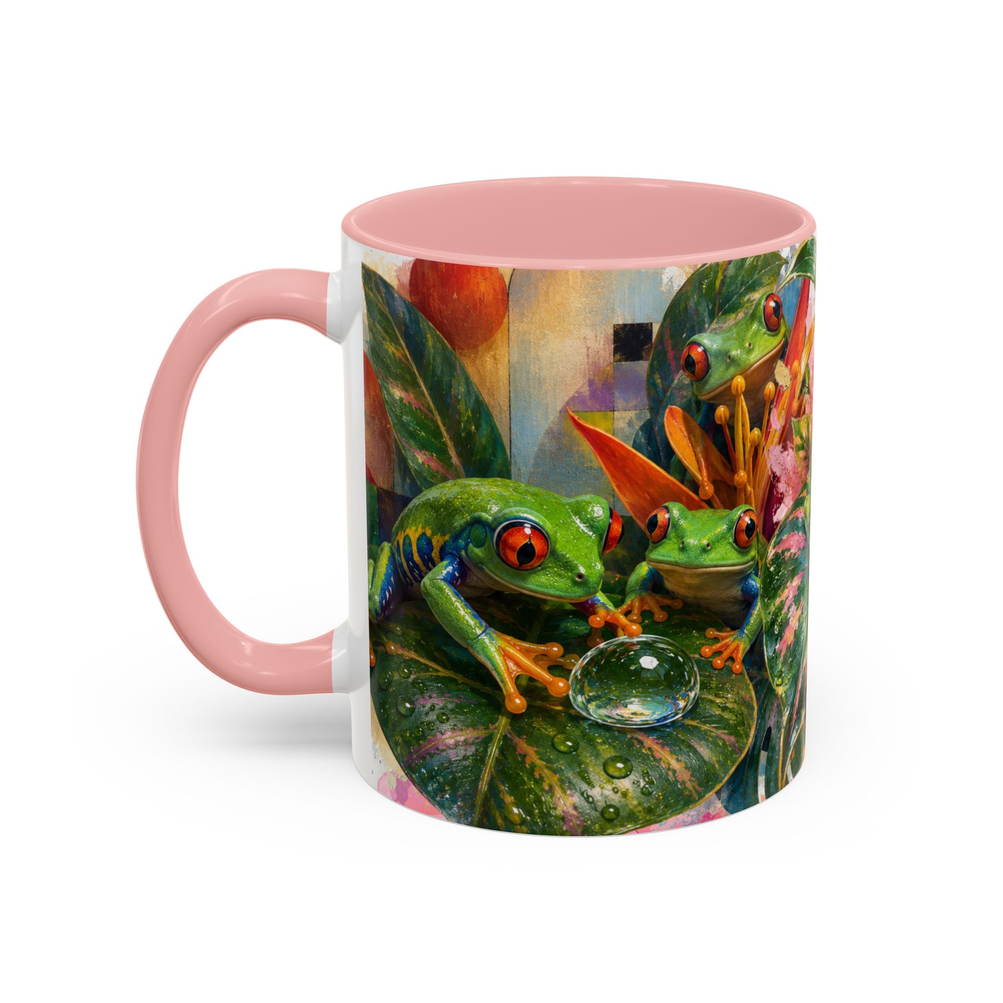 Tropical Tree Frog Coffee Mug — Colorful Rainforest Lily Accent Mug (11/15oz)