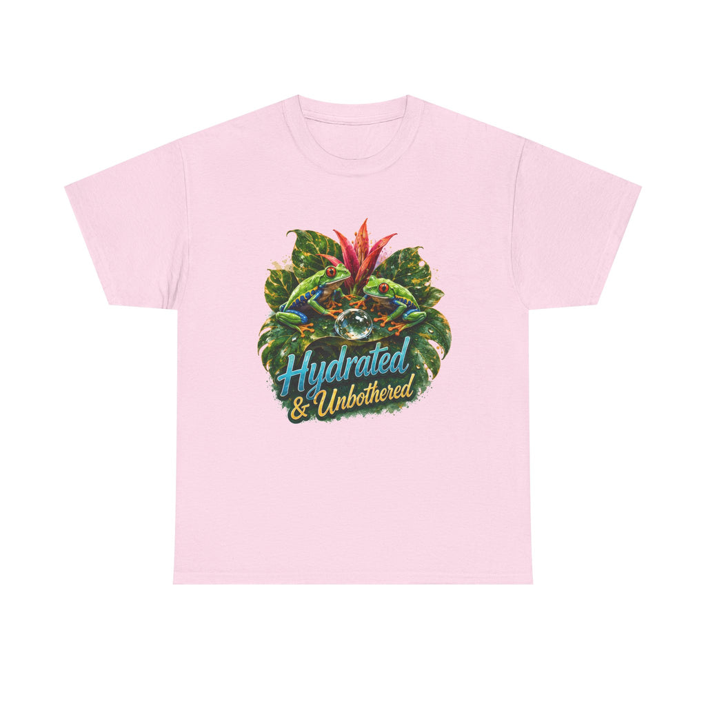T-Shirt — Hydrated & Unbothered Tropical Frog Graphic Tee Tree Frog Tee. Eco-Tee