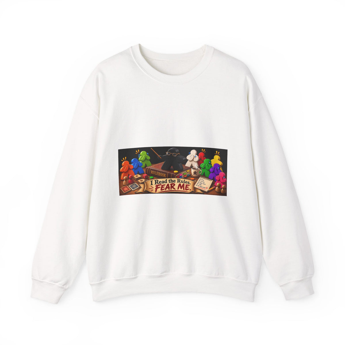 Crewneck Sweatshirt — "I Read the Rules, Fear Me" Among Us Gaming Graphic