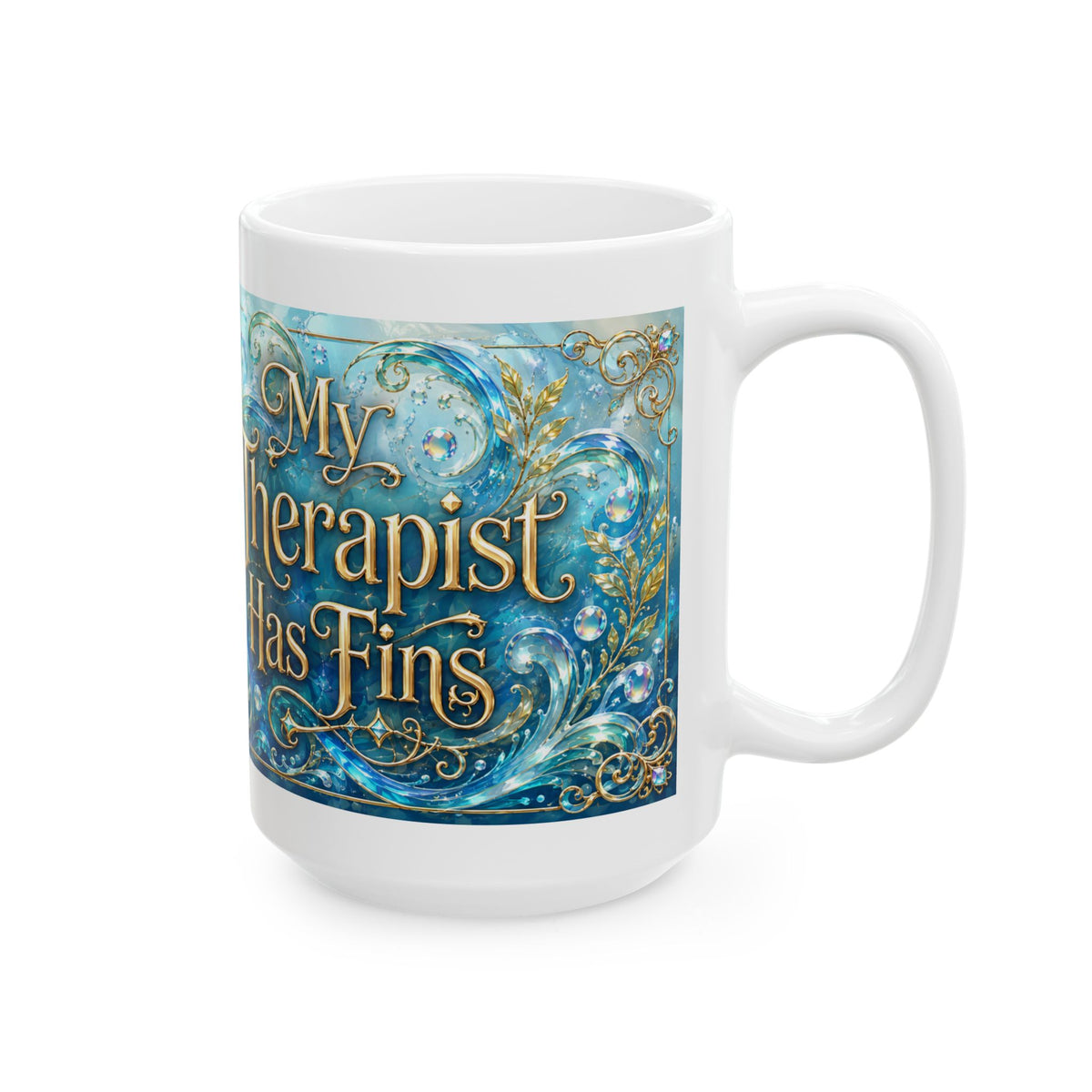 Goldfish Ceramic Mug — "My Therapy Has Fins" Artistic Coffee Cup