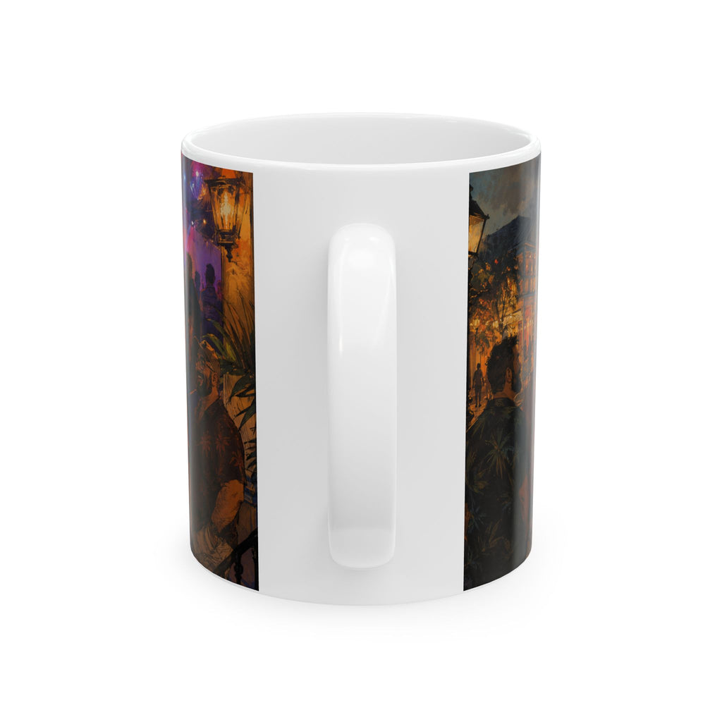 Street Nightlife Ceramic Mug — Cozy Tropical Bear Bar Scene Coffee Cup (11oz/15oz)Bear Coffee Mug