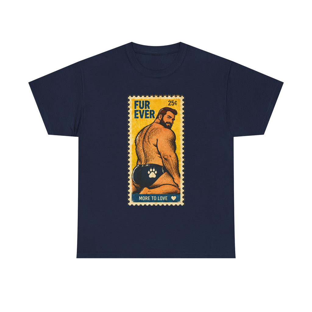 Gay Bear Shirt – Vintage Bear Pride Pin-Up T-Shirt, Retro Postage Stamp Art, LGBTQ Bear Culture Tee, Fur Ever