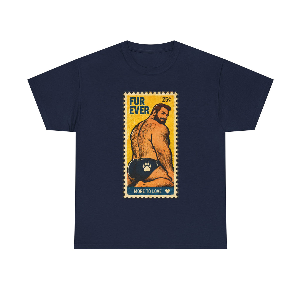 Gay Bear Shirt – Vintage Bear Pride Pin-Up T-Shirt, Retro Postage Stamp Art, LGBTQ Bear Culture Tee, Fur Ever