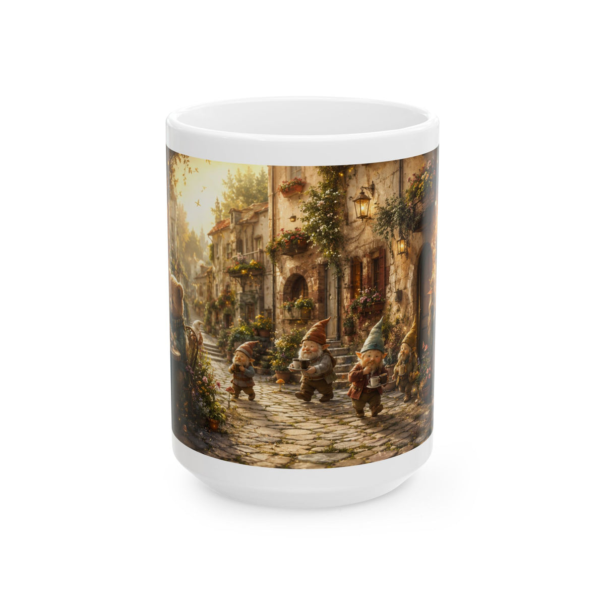 Gnome Village Ceramic Mug — Whimsical Cottagecore 11oz/15oz Coffee Cup