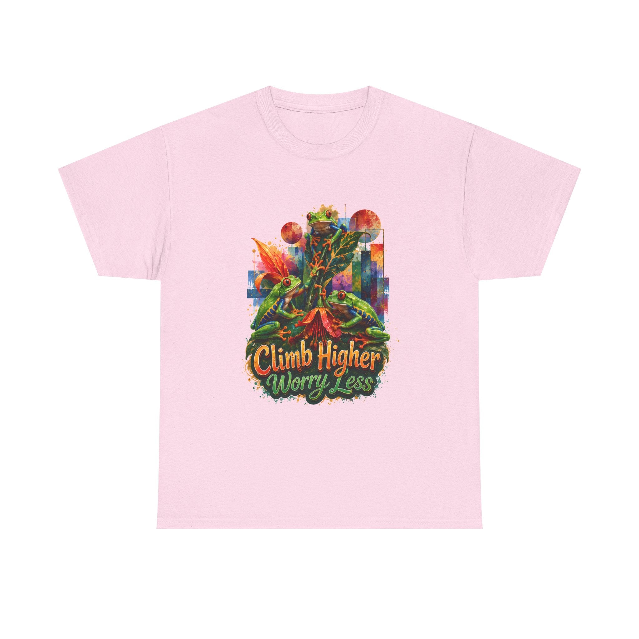Climb Higher Worry Less T-Shirt Tree Frog t-shirt for the ecofriendly, tree huggers.