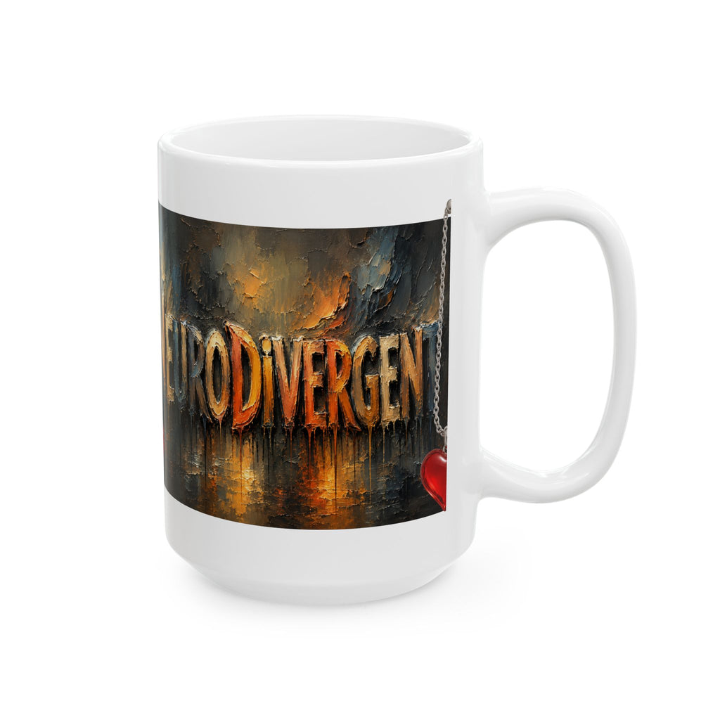 Emergency Neuron Mug — Gothic Heart Pendant Coffee Cup (11oz/15oz)Neurodivergent coffee mug with heart charms