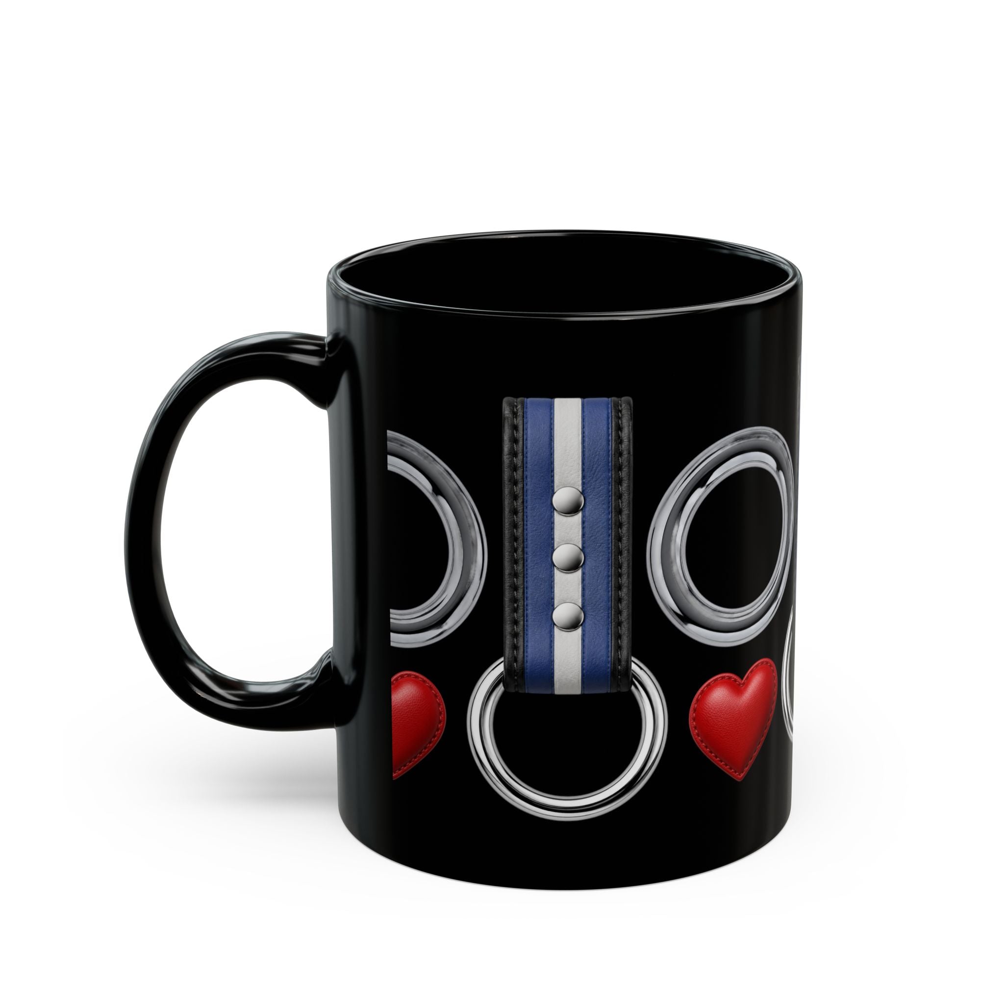 Bondage Collar & Heart Black Mug – Kink Pride Coffee Cup