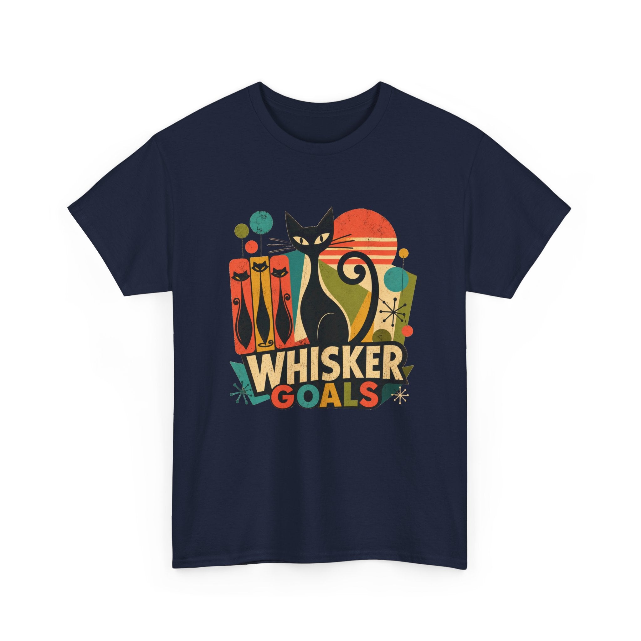 Cat T-Shirt — Whisker Goals Retro Graphic Tee. Best Mod Tangent Cat t-shirt