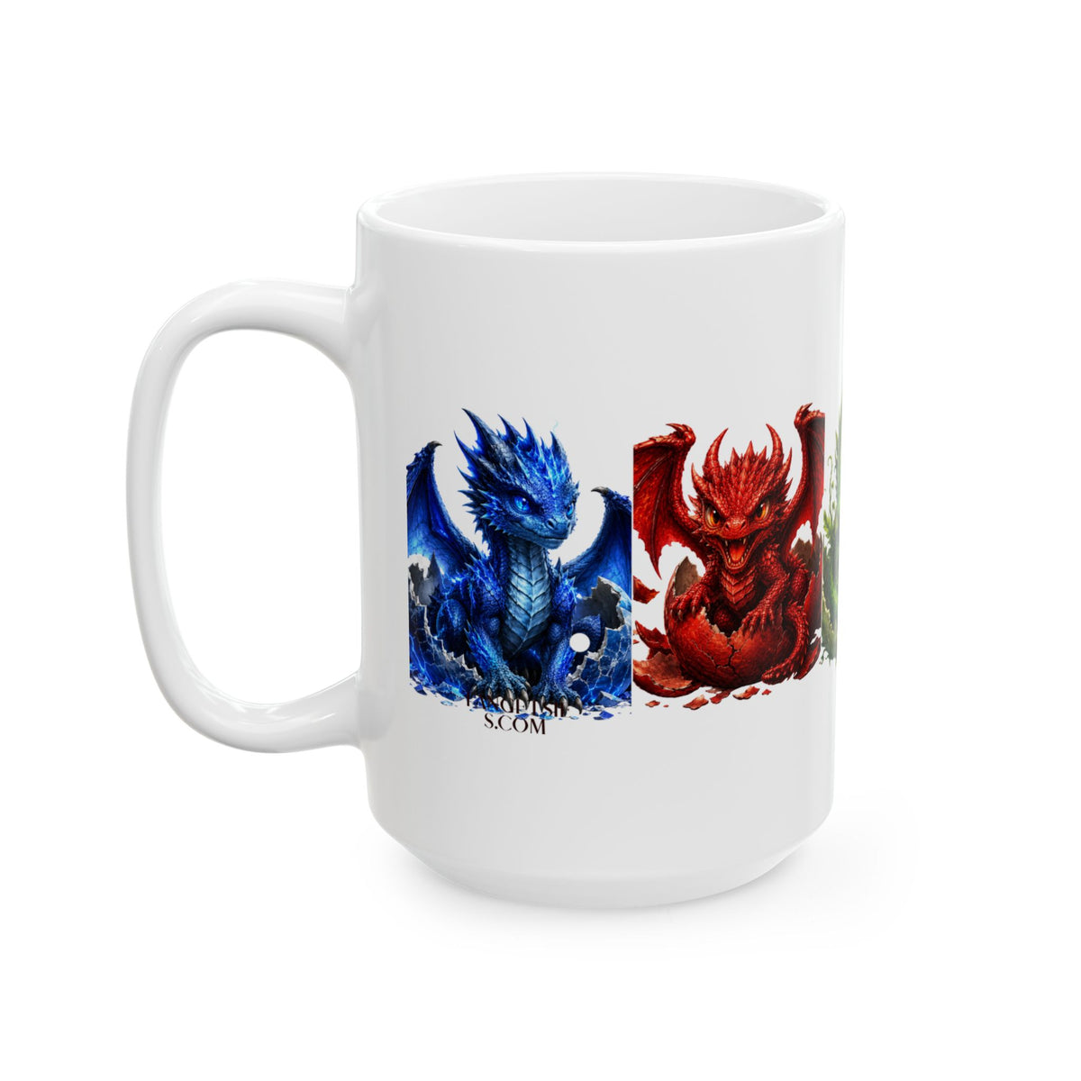 Dragon Rainbow Ceramic Mug — Cute Colorful Baby Dragons Coffee Cup (11oz, 15oz)