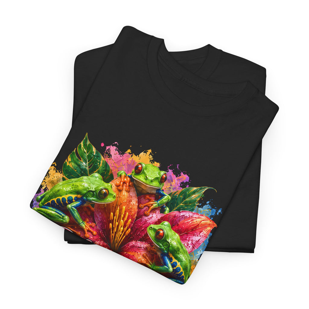 Bloom Where You're Planted Floral T-Shirt — Colorful Garden Graphic Tee. Tree Frogs t-shirt